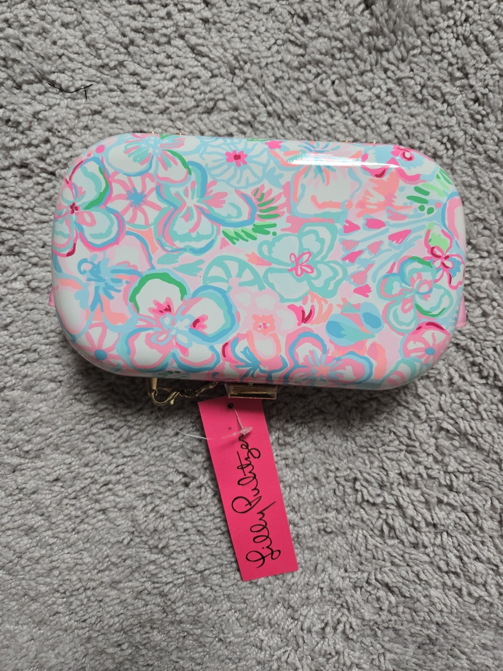 Lilly Pulitzer Floral Hard Clam Shell Case - Pastel Pink & Aqua